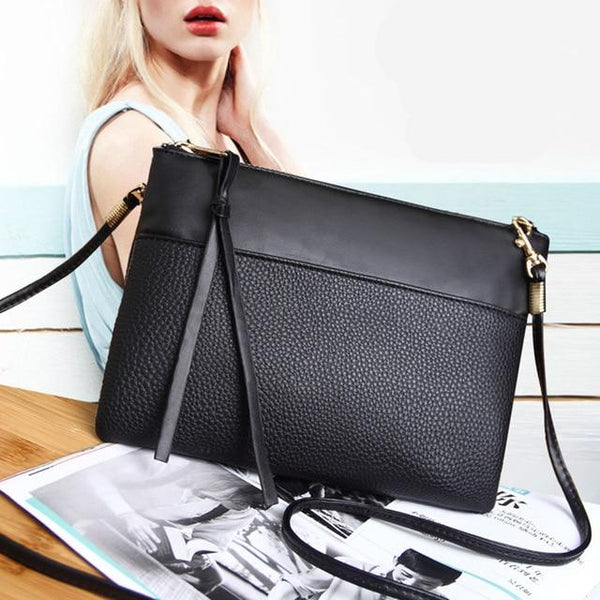 coofit black leather backpack Coofit Women's Clutch Bag Simple Black Leather Crossbody Bags Envelope – Keith Shoes