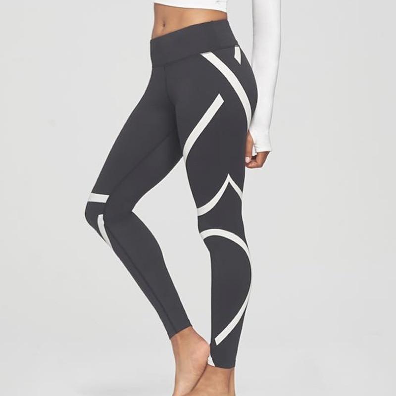 Women New Stripe Printed Gym Leggings Pant