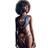 KLV Women African Print Bikini Set Swimwear Push-Up