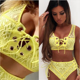 Sexy Bikinis Women Solid High Waist Swimsuit Push Up Swimwear