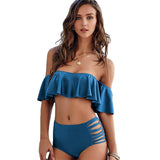 sexy Ruffled Bikini High Waist Strapless Swimwear