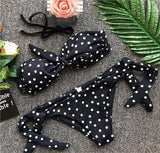 416 Strapless Bikini Push Up Padded Swimsuits Knot Dot Low Waist Swimwear Women