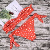 416 Strapless Bikini Push Up Padded Swimsuits Knot Dot Low Waist Swimwear Women