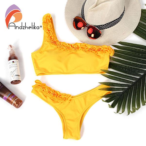 Andzhelika Bikini 2018 New Sexy Floral One Shoulder Swimsuit AK81966