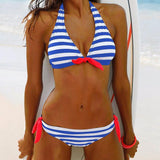 Bikini 2018 Women Swimwear Sexy Retro Stripe Print Bandage