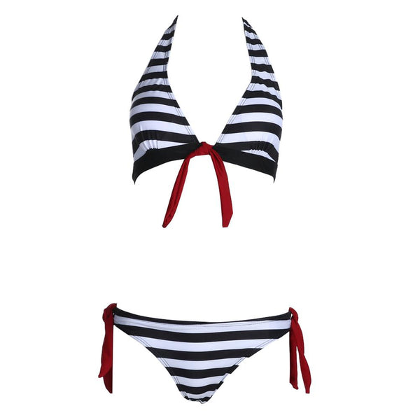Bikini 2018 Women Swimwear Sexy Retro Stripe Print Bandage
