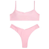 COSPOT Bikini 2018 Solid Swimwear Women Sexy Bandeau Swimsuit