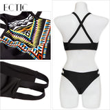 ECTIC high neck bikini 2018 african tribal tankini bathing suit two piece swimsuit female swimwear women low waist sexy swiming