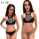 ECTIC high neck bikini 2018 african tribal tankini bathing suit two piece swimsuit female swimwear women low waist sexy swiming