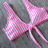 Four Persons Powers 2018 Brazilian Biquini Push Up Swimwear Women  Rayas Print Swimsuit Bikini Set Bandage ZH03