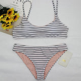 Four Persons Powers 2018 Brazilian Biquini Push Up Swimwear Women  Rayas Print Swimsuit Bikini Set Bandage ZH03