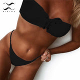 Front tie bikini 2018 lace up bandeau Bikinis Set thong bikini swimwear women 2018 female swimsuit brazilian bikini bathing suit