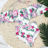 High Waist Swimsuit 2018 Sexy Ruffle Swimwear Women Striped Biquini Off Shoulder Bathing Suit Bikini Set Plus Size Swimwear