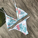 Midou Women 2018 Bandage Bikini Sexy Black Mesh Swimwear Floral Swimsuit Bathing Suit Women China Style Print Bikini Set L