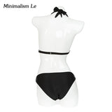Minimalism Le Sexy Halter Top Bikini 2018 Women Swimwear Bathing Suits Push Up Swimsuit Bikini Set Maillot De Bain Biquini