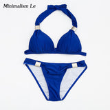 Minimalism Le Sexy Halter Top Bikini 2018 Women Swimwear Bathing Suits Push Up Swimsuit Bikini Set Maillot De Bain Biquini