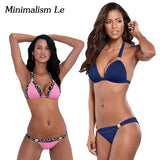 Minimalism Le Sexy Halter Top Bikini 2018 Women Swimwear Bathing Suits Push Up Swimsuit Bikini Set Maillot De Bain Biquini