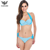 NAKIAEOI 2018 New Sexy Bikinis Women Swimsuit Push Up Bikini Set Bathing Suits Halter Summer Beach Wear Plus Size Swimwear XXL