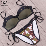 NAKIAEOI Sexy Push Up Bikini Brazilian Swimwear Women Swimsuit 2018 New Patchwork Bikini Set Bathing Suits Swim Wear Biquini