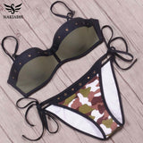 NAKIAEOI Sexy Push Up Bikini Brazilian Swimwear Women Swimsuit 2018 New Patchwork Bikini Set Bathing Suits Swim Wear Biquini