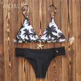 NIDALEE Bikini Set Palm Tree bikini 2018 Polyester Swimwear Women Swimsuit Beach Bathing Suit Bandage Push Up Brazilian Biquini