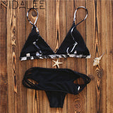 NIDALEE Bikini Set Palm Tree bikini 2018 Polyester Swimwear Women Swimsuit Beach Bathing Suit Bandage Push Up Brazilian Biquini