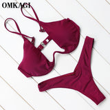 OMKAGI Brand Brazilian Bikini 2018 Swimwear Women Swimsuit Sexy Push Up Underwire Swimming Bathing Suit Beachwear Bikinis Set