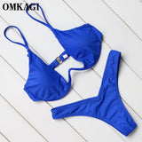 OMKAGI Brand Brazilian Bikini 2018 Swimwear Women Swimsuit Sexy Push Up Underwire Swimming Bathing Suit Beachwear Bikinis Set