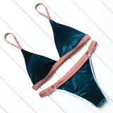 OMKAGI Brand Velvet Swimwear Women Swimsuit Sexy Push Up Micro Bikini Set Swimming Bathing Suit Beachwear Bikinis Women 2018