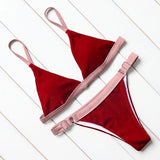 OMKAGI Brand Velvet Swimwear Women Swimsuit Sexy Push Up Micro Bikini Set Swimming Bathing Suit Beachwear Bikinis Women 2018