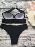 Pocket Girl 2018 Sexy Women Bandeau Red Bikini Set Push Up Print Swimwear Summer Swimsuits Slim Bathing Suit Brazilian Biquini