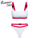 Presale bandeau swimsuit push up buckle swimwear women 2018 High waist bikini sport bathing suit Summer bathers micro bikini new