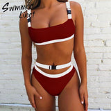 Presale bandeau swimsuit push up buckle swimwear women 2018 High waist bikini sport bathing suit Summer bathers micro bikini new