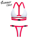 Presale bandeau swimsuit push up buckle swimwear women 2018 High waist bikini sport bathing suit Summer bathers micro bikini new