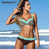 Ryanth 2018 Patchwork Swimsuits Halter Top Bikinis Set Biquini Beachwear Bather Swim Wear Push up Sexy Women Swimwear Female