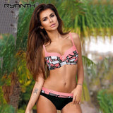 Ryanth 2018 Patchwork Swimsuits Halter Top Bikinis Set Biquini Beachwear Bather Swim Wear Push up Sexy Women Swimwear Female