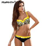 Ryanth 2018 Patchwork Swimsuits Halter Top Bikinis Set Biquini Beachwear Bather Swim Wear Push up Sexy Women Swimwear Female