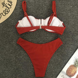 Sexy Underwire bikini 2018 two pieces swimsuit women swimwear Ribbed bikini set Push Up bathing suits swim wear Female biquini