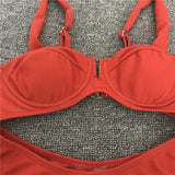 Sexy Underwire bikini 2018 two pieces swimsuit women swimwear Ribbed bikini set Push Up bathing suits swim wear Female biquini