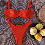 Sexy Underwire bikini 2018 two pieces swimsuit women swimwear Ribbed bikini set Push Up bathing suits swim wear Female biquini