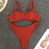 Sexy Underwire bikini 2018 two pieces swimsuit women swimwear Ribbed bikini set Push Up bathing suits swim wear Female biquini