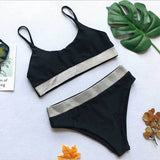 String push up bikini women 2018 Sexy shiny swimsuit female Sport solid swimwear summer bathers bathing suit bandeau beachwear
