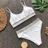 String push up bikini women 2018 Sexy shiny swimsuit female Sport solid swimwear summer bathers bathing suit bandeau beachwear
