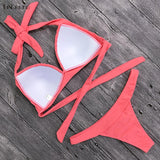 TeLaura 2018 Sexy Bikini Swimwear Women Swimsuit Push Up Bikinis Women Swim Suit Solid Bathing Suit Ruffle Beachwear Biquini