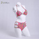ZTVitality Swimsuit 2018 New Arrival Watermelon Print Bikinis Women Lace Up Bikini High Waist Hollow Out Sexy Swimwear Women