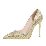 Bling Glitter Pumps Platform Sexy Thin High Heels Slip On Women Shoes Pointed Toe Casual Wedding Shoes Woman