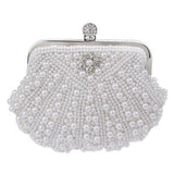 SEKUSA Shell Design Women Evening Bags Beaded Handmade Diamonds Chan Shoulder Messenger Bag Crystal Wedding Evening Bag