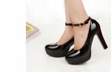 "New High Fashion High Heel Buckle Style, Chunky Red, White, Beige, Black Heels, Wedding Shoes, Business Wear, Bridesmaid Shoes, Women Casual Shoes"