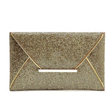 Simple Fashion Women Envelope Clutch Bag Solid Color Leather Glitter Purse Party Delicate Handbag Ladies Wedding Bags WM