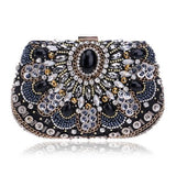 YINGMI Handmade Style Beaded Women Evening Bags Diamonds Embroidery Lady Clutches Chain Shoulder Purse Bags Heart Design Wallets